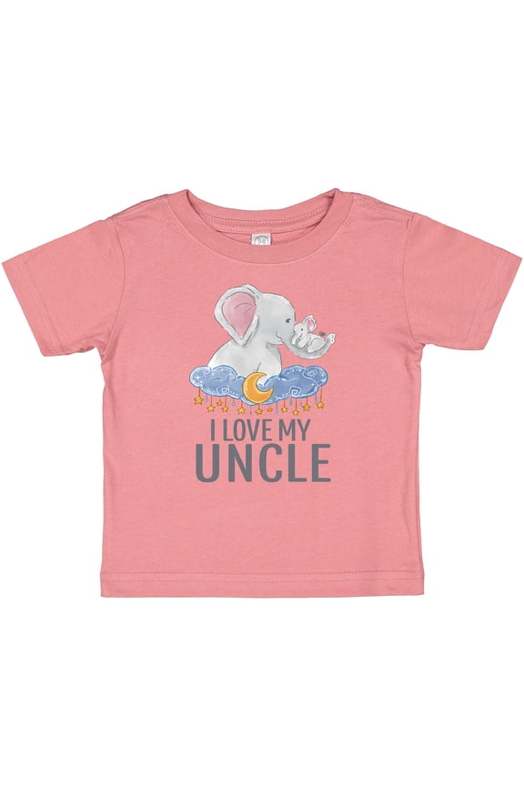 I Love My Uncle Cute Elephants in Night Sky Boys or Girls Baby T-Shirt