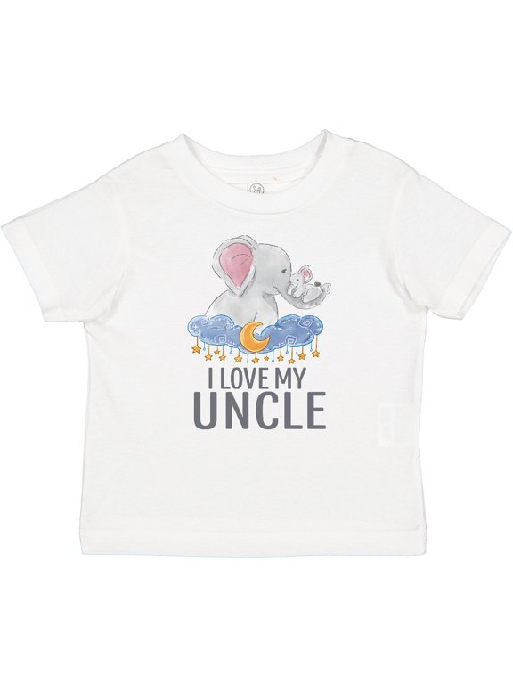 I Love My Uncle Cute Elephants in Night Sky Boys or Girls Baby T-Shirt