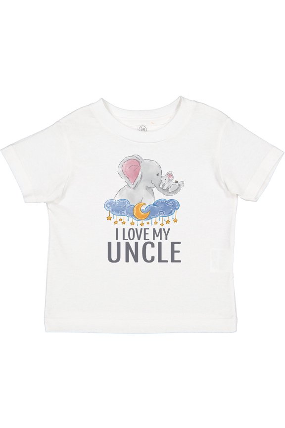 I Love My Uncle Cute Elephants in Night Sky Boys or Girls Baby T-Shirt