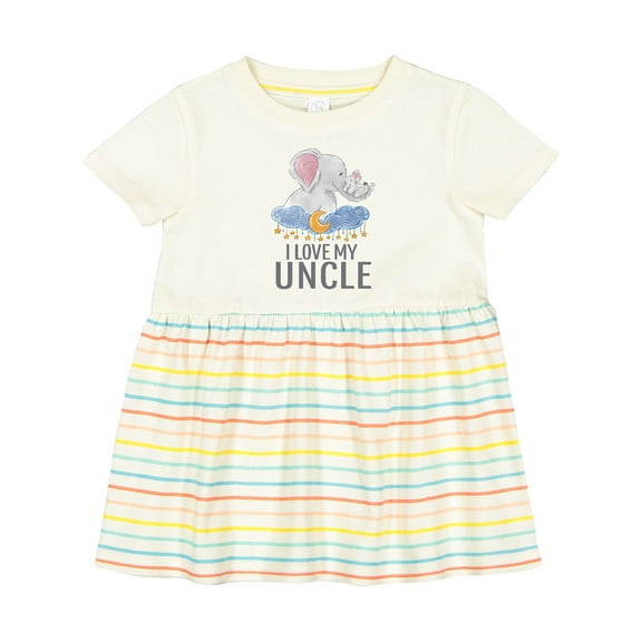 Inktastic I Love My Uncle Cute Elephants in Night Sky Girls Baby Dress