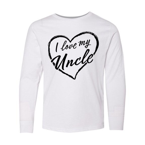 Inktastic I Love My Uncle in Black Chalk Heart Long Sleeve Youth T-Shirt