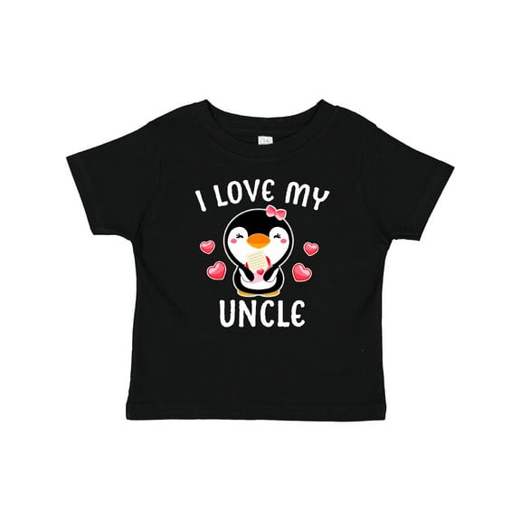 Inktastic I Love My Uncle with Cute Penguin and Hearts Girls Baby T-Shirt