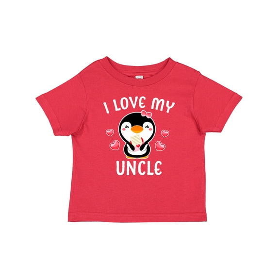 Inktastic I Love My Uncle with Cute Penguin and Hearts Girls Baby T-Shirt