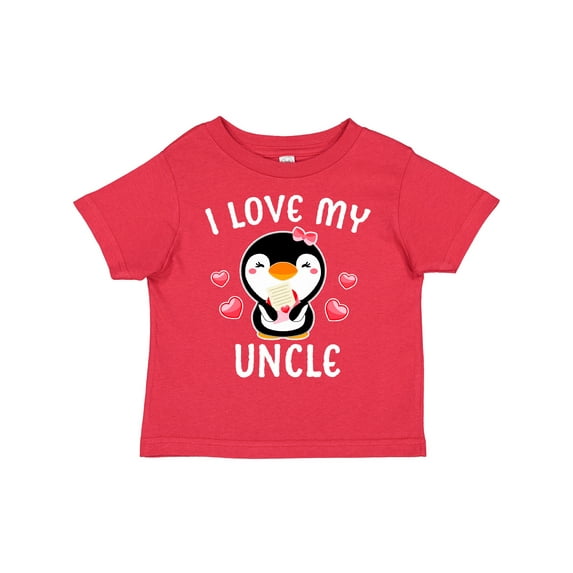 Inktastic I Love My Uncle with Cute Penguin and Hearts Girls Toddler T-Shirt