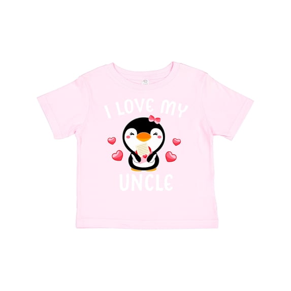 Inktastic I Love My Uncle with Cute Penguin and Hearts Girls Toddler T-Shirt