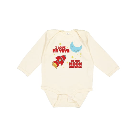 Inktastic I Love My Yaya to the Moon and Back Boys or Girls Long Sleeve Baby Bodysuit