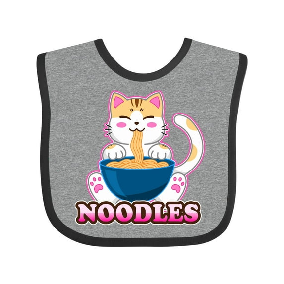 Inktastic I Love Noodles with Cat Illustration Boys or Girls Baby Bib