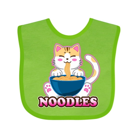 Inktastic I Love Noodles with Cat Illustration Boys or Girls Baby Bib