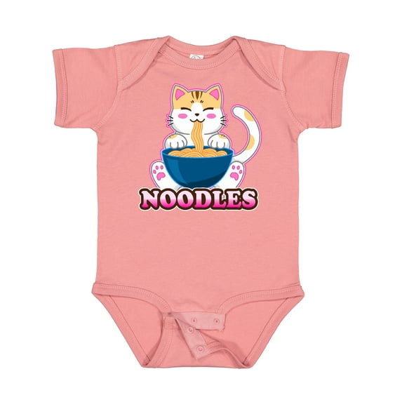 Inktastic I Love Noodles with Cat Illustration Boys or Girls Baby Bodysuit