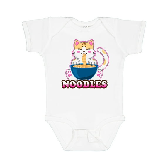 Inktastic I Love Noodles with Cat Illustration Boys or Girls Baby Bodysuit