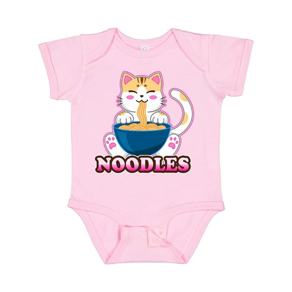 Inktastic I Love Noodles with Cat Illustration Boys or Girls Baby Bodysuit