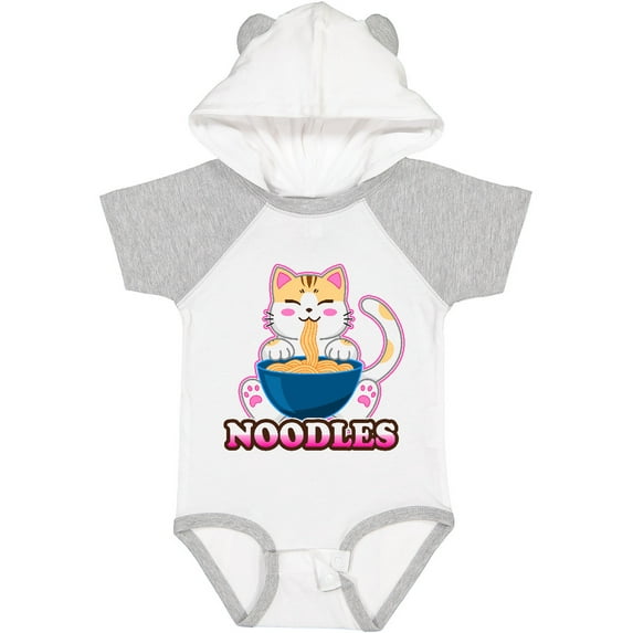 Inktastic I Love Noodles with Cat Illustration Boys or Girls Baby Bodysuit