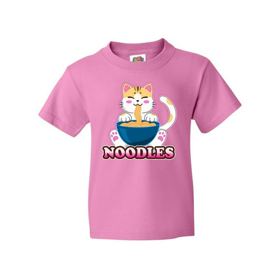 Inktastic I Love Noodles with Cat Illustration Youth T-Shirt