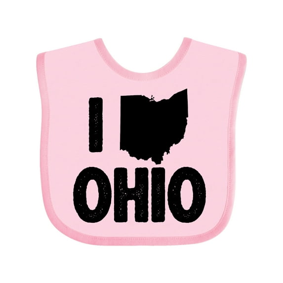 Inktastic I Love Ohio with State Silhouette Boys or Girls Baby Bib