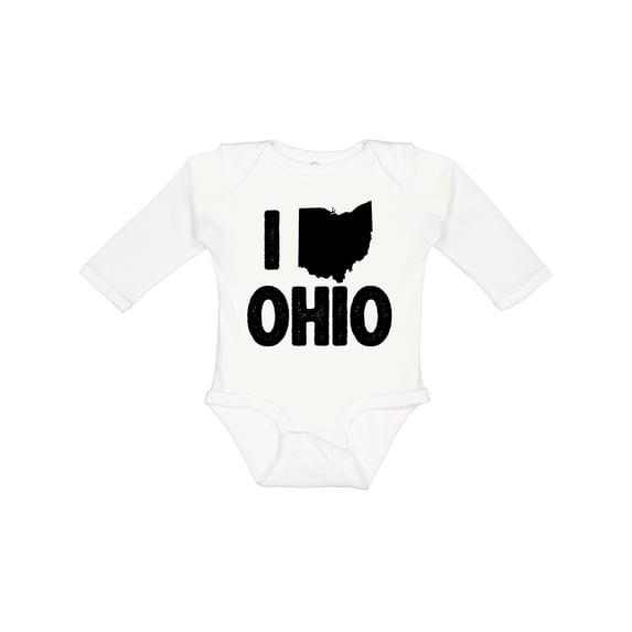 Inktastic I Love Ohio with State Silhouette Boys or Girls Long Sleeve Baby Bodysuit