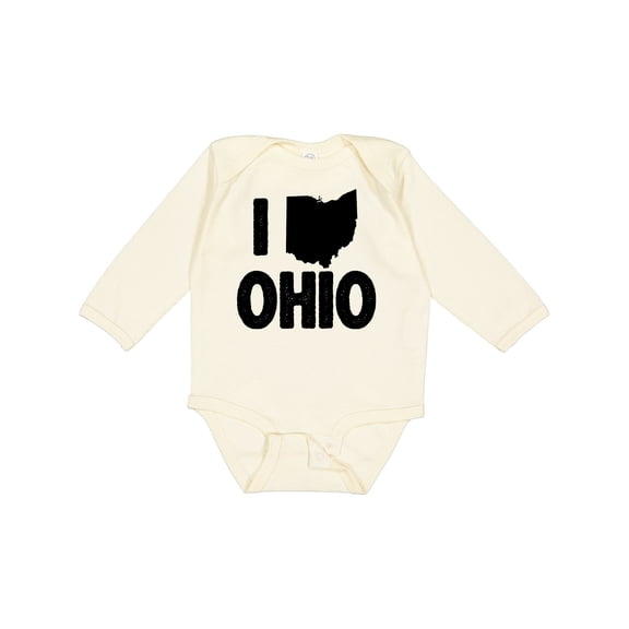 Inktastic I Love Ohio with State Silhouette Boys or Girls Long Sleeve Baby Bodysuit