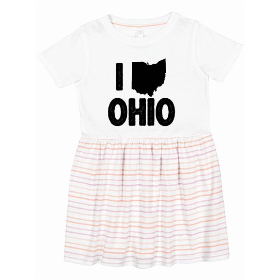 Inktastic I Love Ohio with State Silhouette Girls Toddler Dress