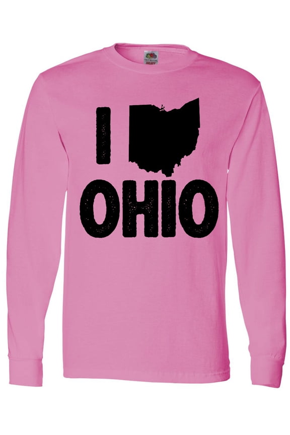 I Love Ohio with State Silhouette Long Sleeve T-Shirt