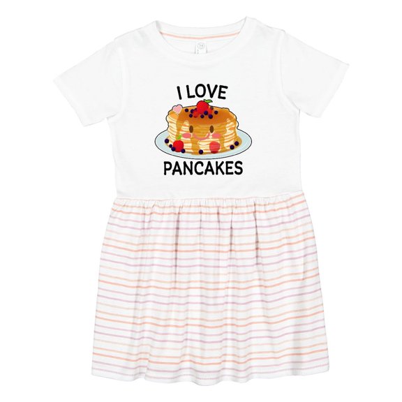 Inktastic I Love Pancakes with Cute Stack of Pancakes Girls Toddler Dress