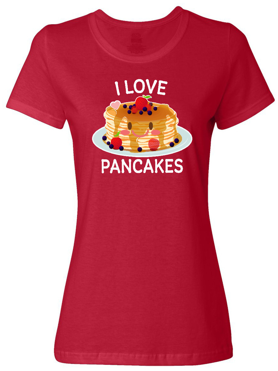 Inktastic I Love Pancakes with Cute Stack of Pancakes Women's TShirt