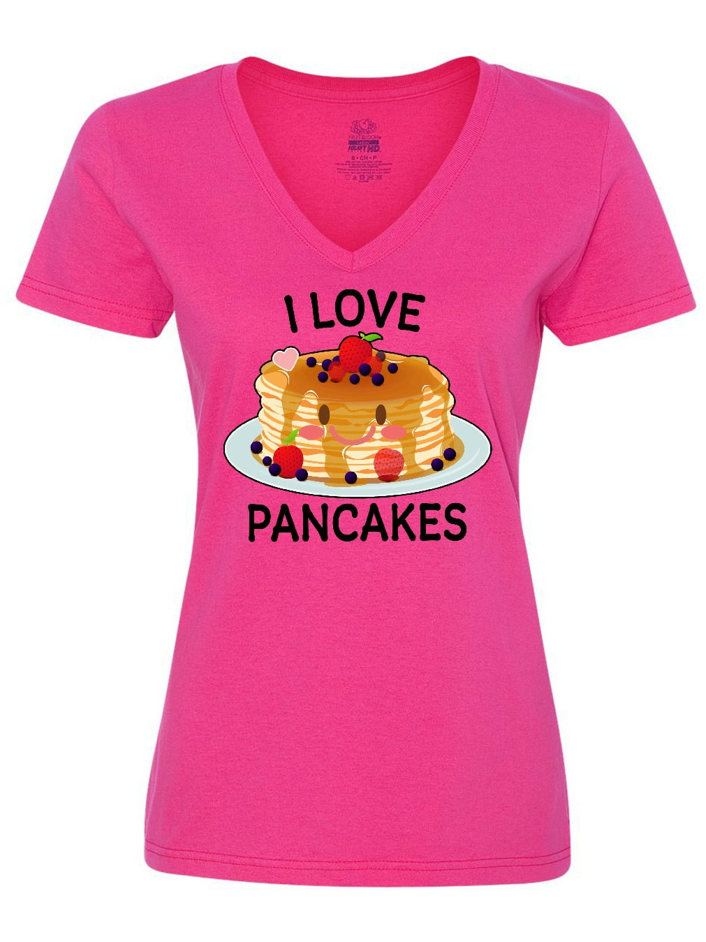 Inktastic I Love Pancakes with Cute Stack of Pancakes Women's VNeck T