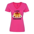 thumbnail image 1 of Inktastic I Love Pancakes with Cute Stack of Pancakes Women's V-Neck T-Shirt, 1 of 5