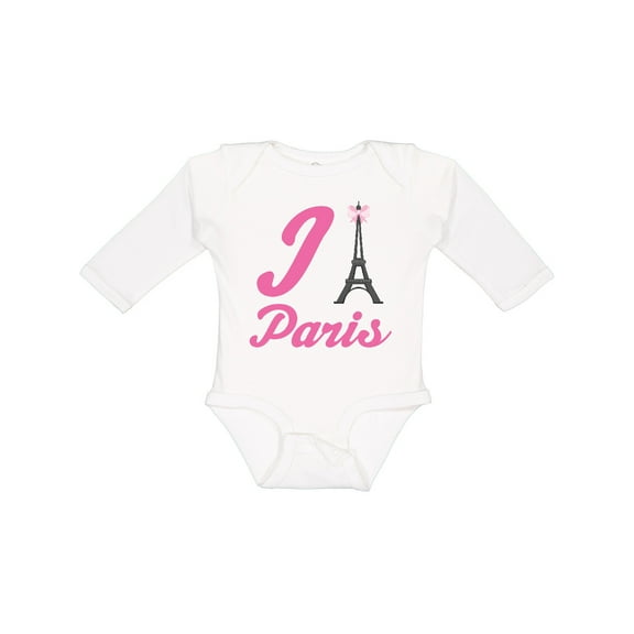 Inktastic I Love Paris Eiffel Tower Girls Long Sleeve Baby Bodysuit