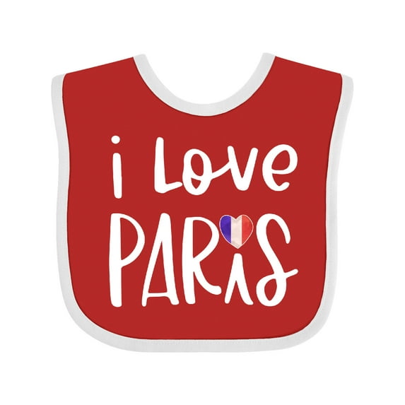 Inktastic I Love Paris French Flag Heart Boys or Girls Baby Bib
