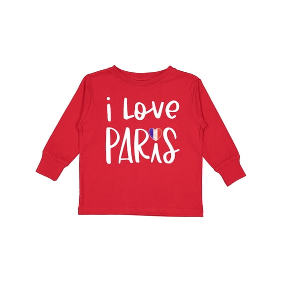 Inktastic I Love Paris French Flag Heart Boys or Girls Long Sleeve Toddler T-Shirt