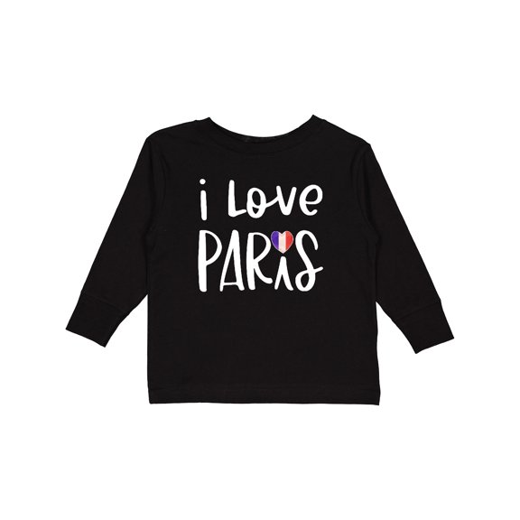 Inktastic I Love Paris French Flag Heart Boys or Girls Long Sleeve Toddler T-Shirt
