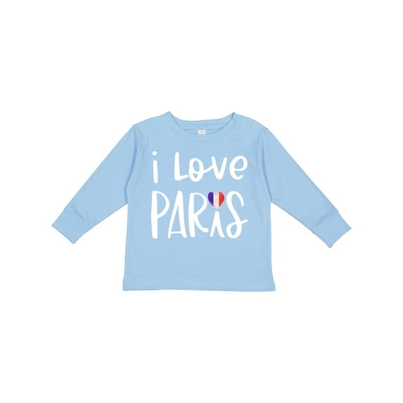 Inktastic I Love Paris French Flag Heart Boys or Girls Long Sleeve Toddler T-Shirt