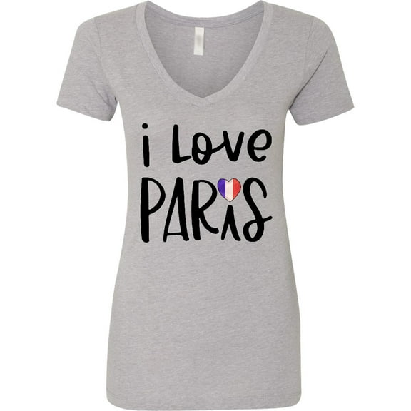 Inktastic I Love Paris French Flag Heart Women's V-Neck T-Shirt
