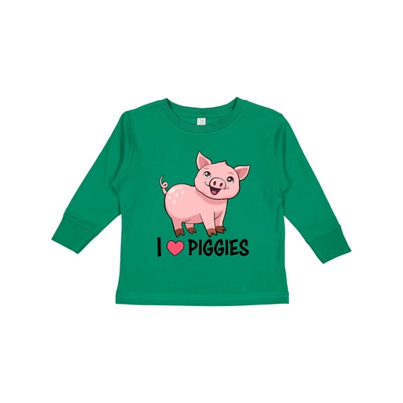 Inktastic I Love Piggies Cute Pig Boys or Girls Long Sleeve Toddler T-Shirt