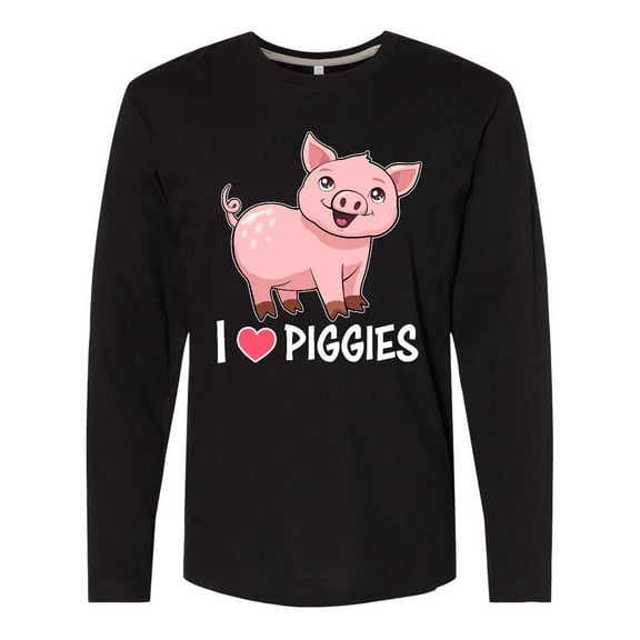 Inktastic I Love Piggies- Cute Pig Long Sleeve T-Shirt