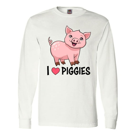 Inktastic I Love Piggies- Cute Pig Long Sleeve T-Shirt