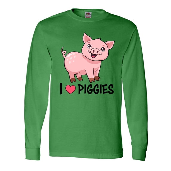 Inktastic I Love Piggies- Cute Pig Long Sleeve T-Shirt
