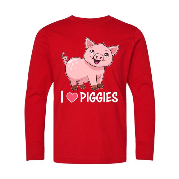 Inktastic I Love Piggies Cute Pig Long Sleeve Youth T-Shirt