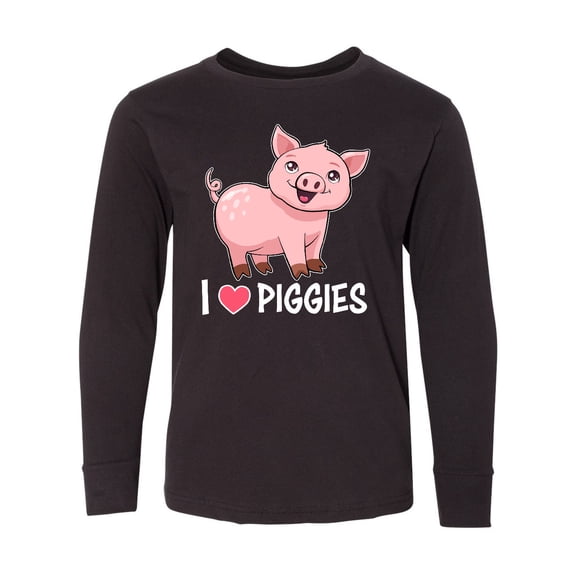 Inktastic I Love Piggies Cute Pig Long Sleeve Youth T-Shirt