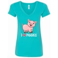 thumbnail image 1 of Inktastic I Love Piggies Cute Pig Women's V-Neck T-Shirt, 1 of 5