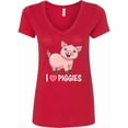 thumbnail image 1 of Inktastic I Love Piggies Cute Pig Women's V-Neck T-Shirt, 1 of 5
