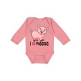 thumbnail image 1 of Inktastic I Love Piggies- cute pig Boys or Girls Long Sleeve Baby Bodysuit, 1 of 5