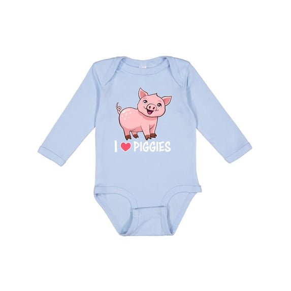 Inktastic I Love Piggies- cute pig Boys or Girls Long Sleeve Baby Bodysuit