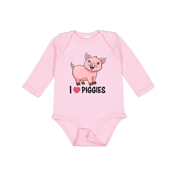 Inktastic I Love Piggies- cute pig Boys or Girls Long Sleeve Baby Bodysuit