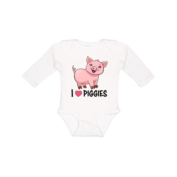 Inktastic I Love Piggies- cute pig Boys or Girls Long Sleeve Baby Bodysuit