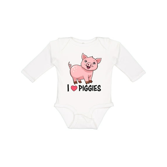 Inktastic I Love Piggies- cute pig Boys or Girls Long Sleeve Baby Bodysuit