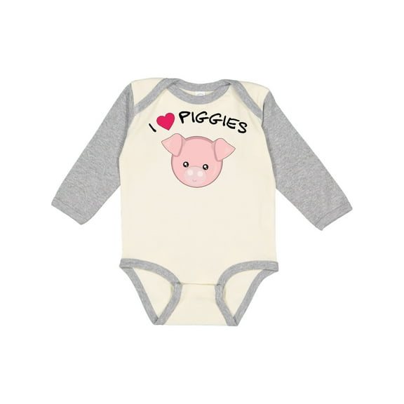 Inktastic I Love Piggies with Cute Pig Boys or Girls Long Sleeve Baby Bodysuit