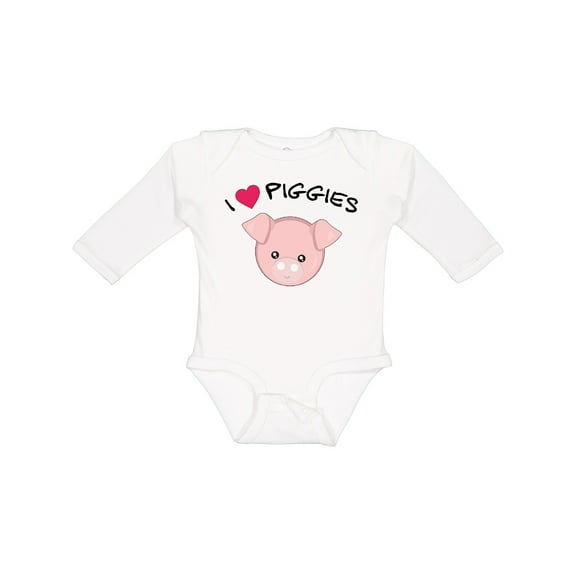 Inktastic I Love Piggies with Cute Pig Boys or Girls Long Sleeve Baby Bodysuit