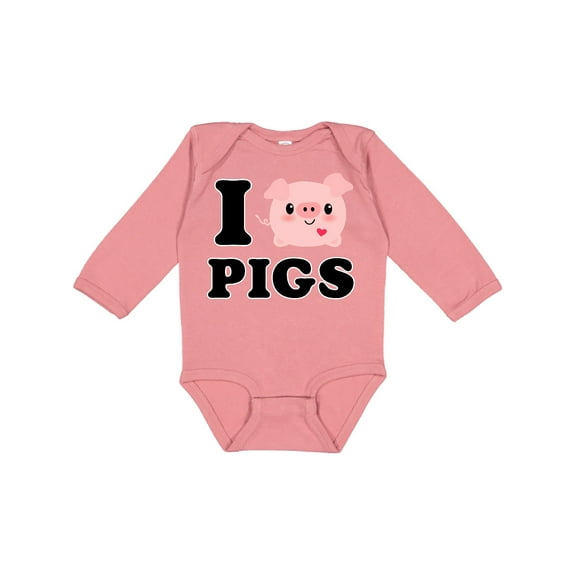 Inktastic I Love Pigs Boys or Girls Long Sleeve Baby Bodysuit