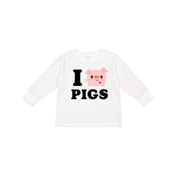Inktastic I Love Pigs Boys or Girls Long Sleeve Toddler T-Shirt