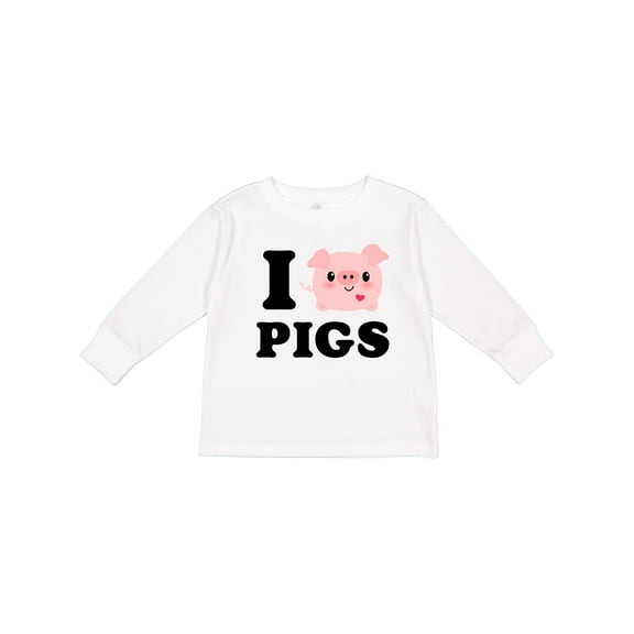 Inktastic I Love Pigs Boys or Girls Long Sleeve Toddler T-Shirt